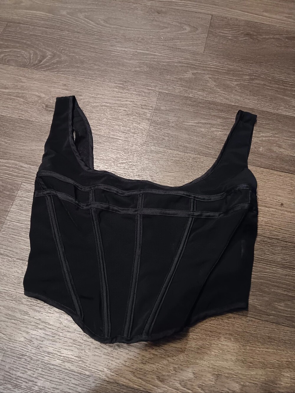 House of CB Black Mesh Corset Tank Sz M